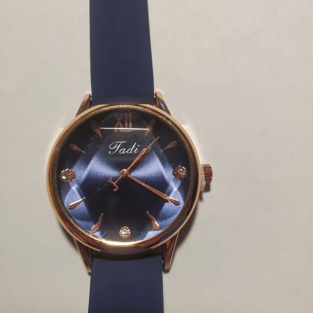 Women's Blue and Rose Gold Watch, 7.75" total length
